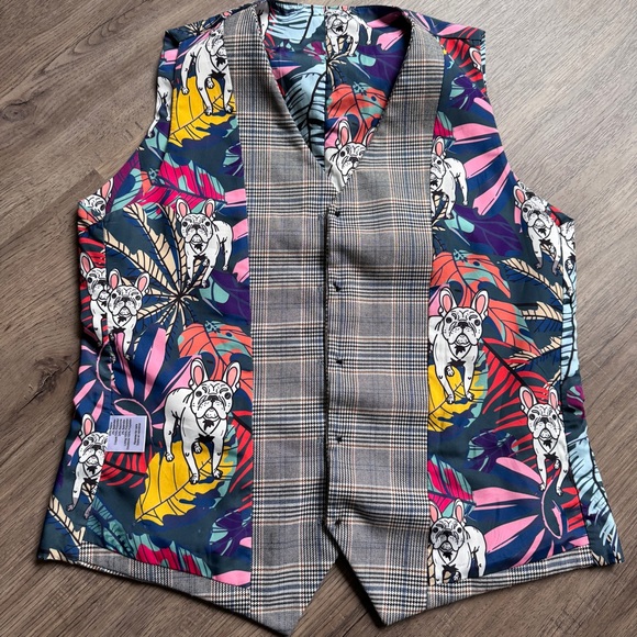 Paisley & Gray Checkered Vest - Unique French / Frenchie Design - Tailored - Picture 11 of 12